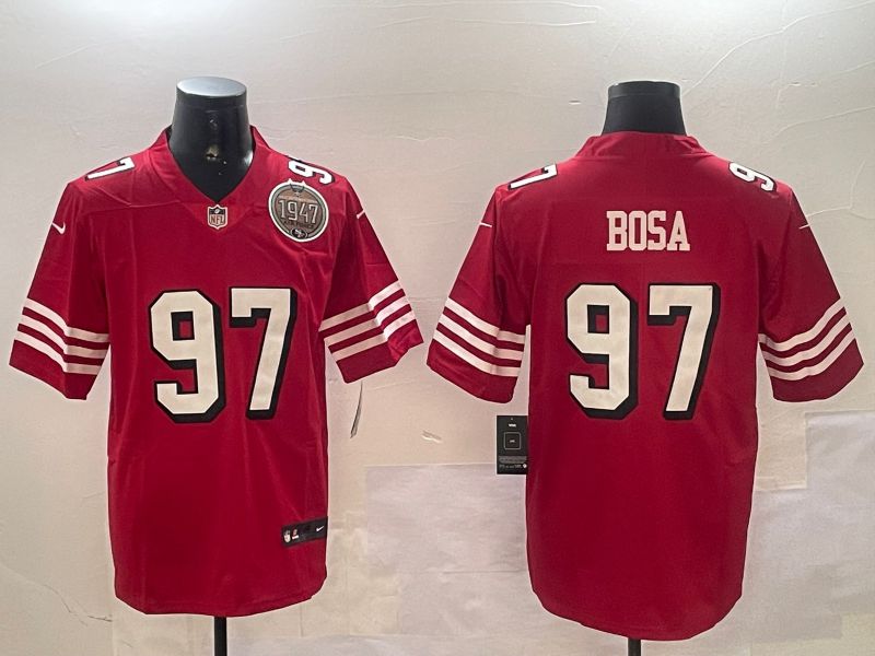 Men San Francisco 49ers #97 Bosa Red Throwback Second generation 2024 Nike Limited NFL Jersey style 2